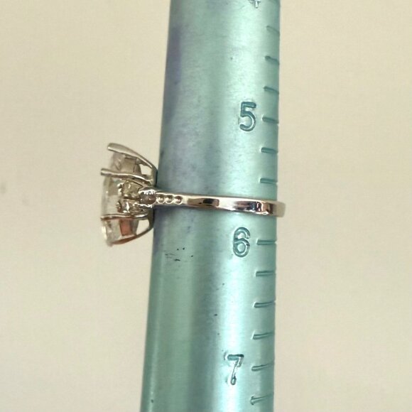 Diana Creations Ring Size 6 Marquise Baguette 10K HGE White Gold Electroplate - Picture 5 of 13